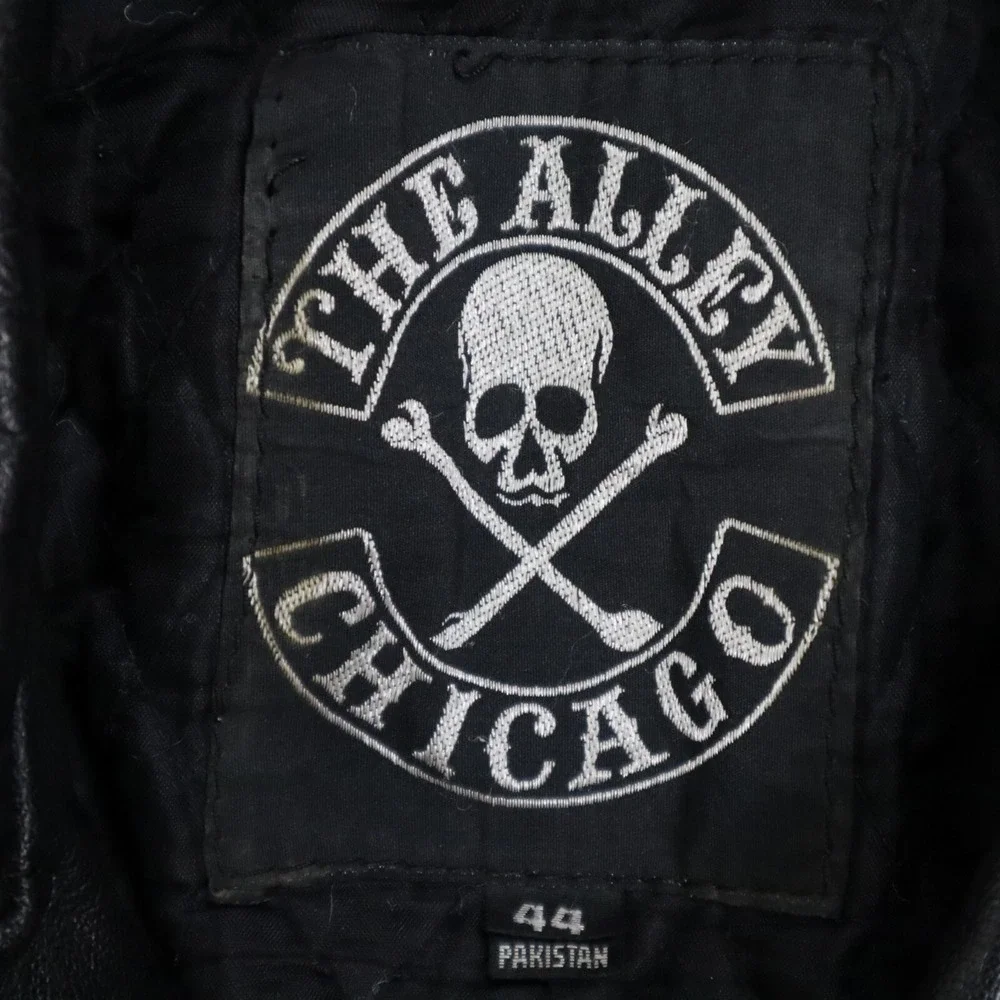 Vintage The Alley Chicago Leather Biker Motorcycle‎ Jacket Size 44 23x23.5 Large